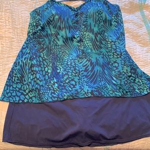2pc Denim & co tankini with swim skirt.